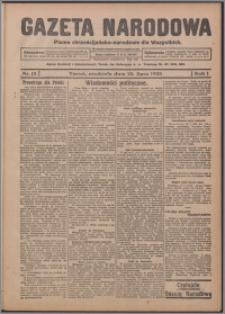 Gazeta Narodowa : pismo chrześcijańsko-narodowe dla Wszystkich 1923.07.22, R. 1, nr 13