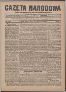 Gazeta Narodowa : pismo chrześcijańsko-narodowe dla Wszystkich 1923.08.22, R. 1, nr 22