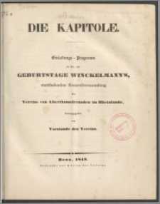 Die Kapitole : Einladungs-Programm zu der, am Geburtstage Winckelmann's