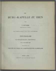 Die Burg-Kapelle zu Iben : Fest-Programm zu Winckelmann's Geburtstage am 9. December 1869