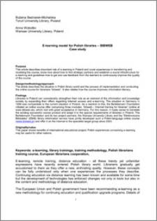 E-learning model for Polish libraries – BIBWEB. Case study