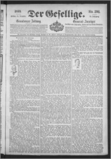 Der Gesellige : Graudenzer Zeitung 1899.12.15, Jg. 74, No. 294