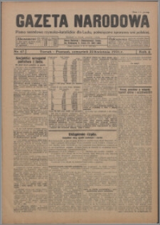 Gazeta Narodowa : pismo narodowe rzymsko-katolickie dla Ludu, poświęcone sprawom wsi polskiej 1926.04.22, R. 4, nr 47