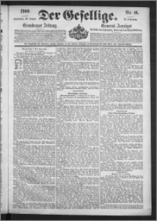 Der Gesellige : Graudenzer Zeitung 1900.01.20, Jg. 74, No. 16