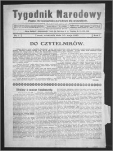 Tygodnik Narodowy : pismo chrześcijańsko-narodowe dla wszystkich 1923.05.20, R. 1 nr 1