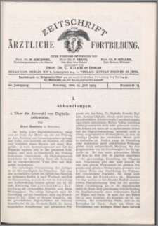 Zeitschrift für Ärztliche Fortbildung, Jg. 20 (1923) nr 14