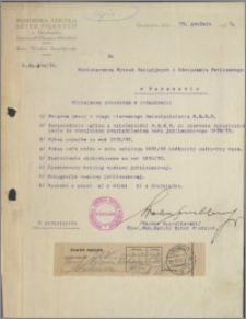 [Pomorska Szkoła Sztuk Pięknych w Grudziądzu... Do Ministerstwa Wyznań Religijnych i Oświecenia Publicznego w Warszawie... z dnia 22 grudnia 1932 r.].