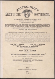 Zeitschrift für Ärztliche Fortbildung, Jg. 26 (1929) nr 1