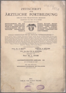 Zeitschrift für Ärztliche Fortbildung, Jg. 28 (1931) nr 1