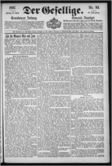 Der Gesellige : Graudenzer Zeitung 1897.04.23, Jg. 71, No. 94