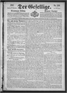 Der Gesellige : Graudenzer Zeitung 1897.09.26, Jg. 72, No. 226