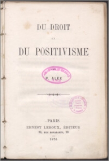 Du droit et du positivisme