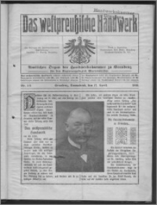 Das Westpreussische Handwerk : Amtliches Organ der Handwerkskammer zu Graudenz für den Regierungsbezirk Marienwerder 1915, R. 1, Nr 1/2