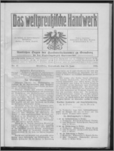 Das Westpreussische Handwerk : Amtliches Organ der Handwerkskammer zu Graudenz für den Regierungsbezirk Marienwerder 1915, R. 1, Nr 11