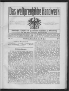 Das Westpreussische Handwerk : Amtliches Organ der Handwerkskammer zu Graudenz für den Regierungsbezirk Marienwerder 1915, R. 1, Nr 15