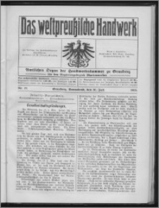 Das Westpreussische Handwerk : Amtliches Organ der Handwerkskammer zu Graudenz für den Regierungsbezirk Marienwerder 1915, R. 1, Nr 17