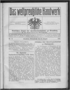 Das Westpreussische Handwerk : Amtliches Organ der Handwerkskammer zu Graudenz für den Regierungsbezirk Marienwerder 1915, R. 1, Nr 19