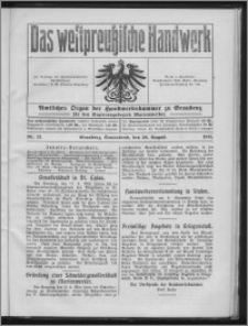 Das Westpreussische Handwerk : Amtliches Organ der Handwerkskammer zu Graudenz für den Regierungsbezirk Marienwerder 1915, R. 1, Nr 21