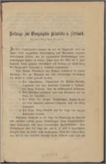 Beiträge zur Geographie Heinrichs v. Lettland