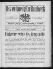 Das Westpreussische Handwerk : Amtliches Organ der Handwerkskammer zu Graudenz für den Regierungsbezirk Marienwerder 1915, R. 1, Nr 23