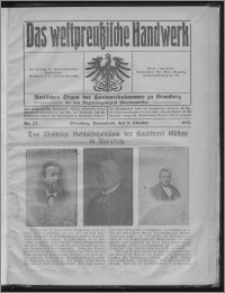 Das Westpreussische Handwerk : Amtliches Organ der Handwerkskammer zu Graudenz für den Regierungsbezirk Marienwerder 1915, R. 1, Nr 27