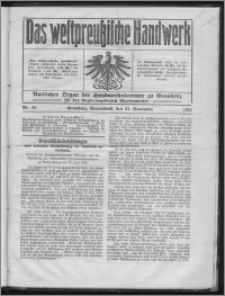 Das Westpreussische Handwerk : Amtliches Organ der Handwerkskammer zu Graudenz für den Regierungsbezirk Marienwerder 1915, R. 1, Nr 34