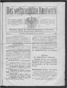 Das Westpreussische Handwerk : Amtliches Organ der Handwerkskammer zu Graudenz für den Regierungsbezirk Marienwerder 1915, R. 1, Nr 35