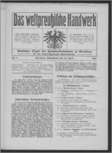 Das Westpreussische Handwerk : Amtliches Organ der Handwerkskammer zu Graudenz für den Regierungsbezirk Marienwerder 1916, R. 2, Nr 4