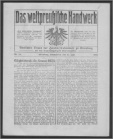 Das Westpreussische Handwerk : Amtliches Organ der Handwerkskammer zu Graudenz für den Regierungsbezirk Marienwerder 1916, R. 2, Nr 16