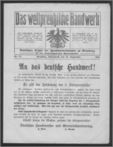 Das Westpreussische Handwerk : Amtliches Organ der Handwerkskammer zu Graudenz für den Regierungsbezirk Marienwerder 1916, R. 2, Nr 27