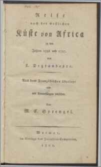 Reise nach der westlichen Küste von Africa in den Jahren 1786 und 1787