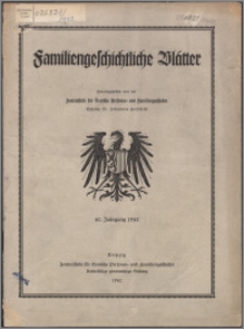 Familiengeschichtliche Blätter. Jg. 40 (1942) H. 1/2