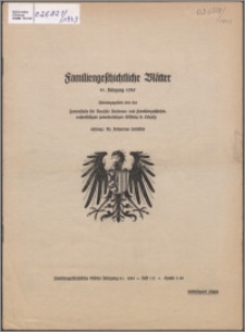 Familiengeschichtliche Blätter. Jg. 41 (1943) H. 1/2