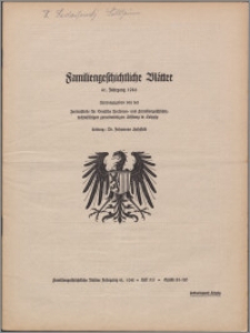 Familiengeschichtliche Blätter. Jg. 41 (1943) H. 5/6