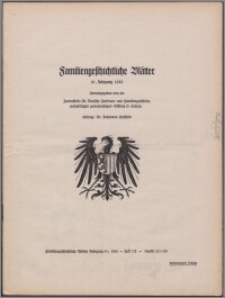 Familiengeschichtliche Blätter. Jg. 41 (1943) H. 7/8
