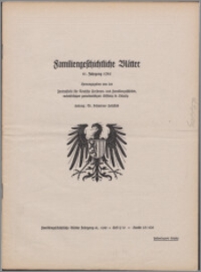 Familiengeschichtliche Blätter. Jg. 41 (1943) H. 9/10