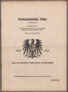 Familiengeschichtliche Blätter. Jg. 42 (1944) H. 9-12
