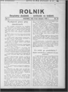 Rolnik : bezpłatny dodatek : wychodzi co tydzień 1926.08.12, R. 3, nr 32