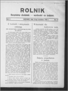 Rolnik : bezpłatny dodatek : wychodzi co tydzień 1926.09.16, R. 3, nr 37