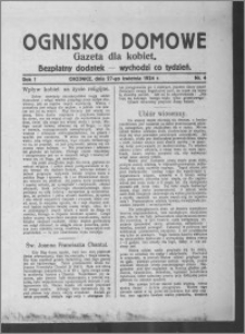 Ognisko Domowe : gazeta dla kobiet : bezpłatny dodatek : wychodzi co tydzień 1924.04.27, R. 1, nr 4