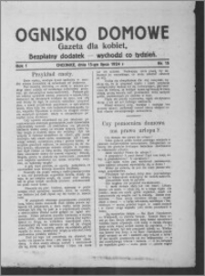 Ognisko Domowe : gazeta dla kobiet : bezpłatny dodatek : wychodzi co tydzień 1924.07.13, R. 1, nr 15