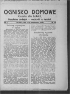 Ognisko Domowe : gazeta dla kobiet : bezpłatny dodatek : wychodzi co tydzień 1924.10.19, R. 1, nr 29