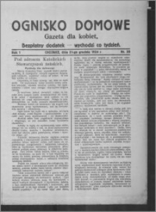 Ognisko Domowe : gazeta dla kobiet : bezpłatny dodatek : wychodzi co tydzień 1924.12.21, R. 1, nr 38