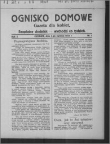 Ognisko Domowe : gazeta dla kobiet : bezpłatny dodatek : wychodzi co tydzień 1925.01.04, R. 2, nr 1