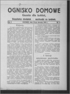 Ognisko Domowe : gazeta dla kobiet : bezpłatny dodatek : wychodzi co tydzień 1925.01.25, R. 2, nr 4