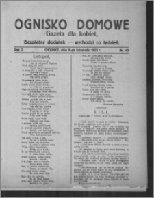 Ognisko Domowe : gazeta dla kobiet : bezpłatny dodatek : wychodzi co tydzień 1925.11.10, R. 2, nr 43