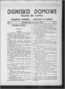 Ognisko Domowe : gazeta dla kobiet : bezpłatny dodatek : wychodzi co tydzień 1926.02.07, R. 3, nr 6