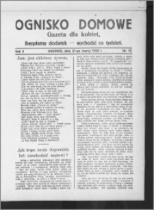 Ognisko Domowe : gazeta dla kobiet : bezpłatny dodatek : wychodzi co tydzień 1926.03.21, R. 3, nr 12