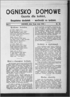 Ognisko Domowe : gazeta dla kobiet : bezpłatny dodatek : wychodzi co tydzień 1926.05.16, R. 3, nr 20