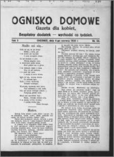 Ognisko Domowe : gazeta dla kobiet : bezpłatny dodatek : wychodzi co tydzień 1926.06.06, R. 3, nr 23